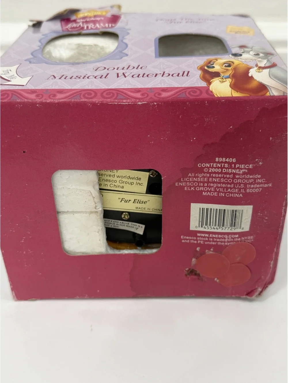 Disney Lady And The Tramp Double Musical Waterball Snowglobe Enesco Fur Elise